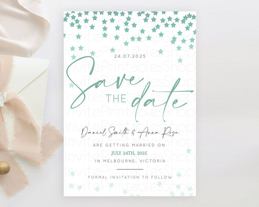 Editable Twinkle Stars Save The Date Template Pastel Twinkle Little Star Par