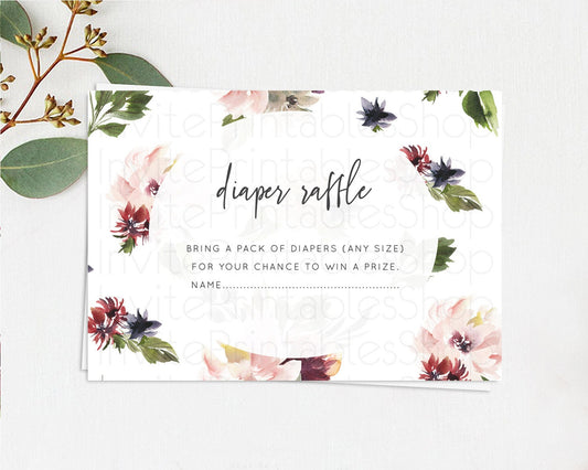 Editable Secret Garden Diaper Raffle Card Boho Wildflower Diaper Raffle Inse