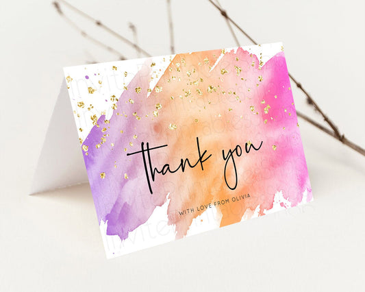 Pastel Thank You Rainbow Thank You Card Colorful Pastel Birthday Thank You Card Confetti Watercolor Pastel Teacher Thank You Cards D10488