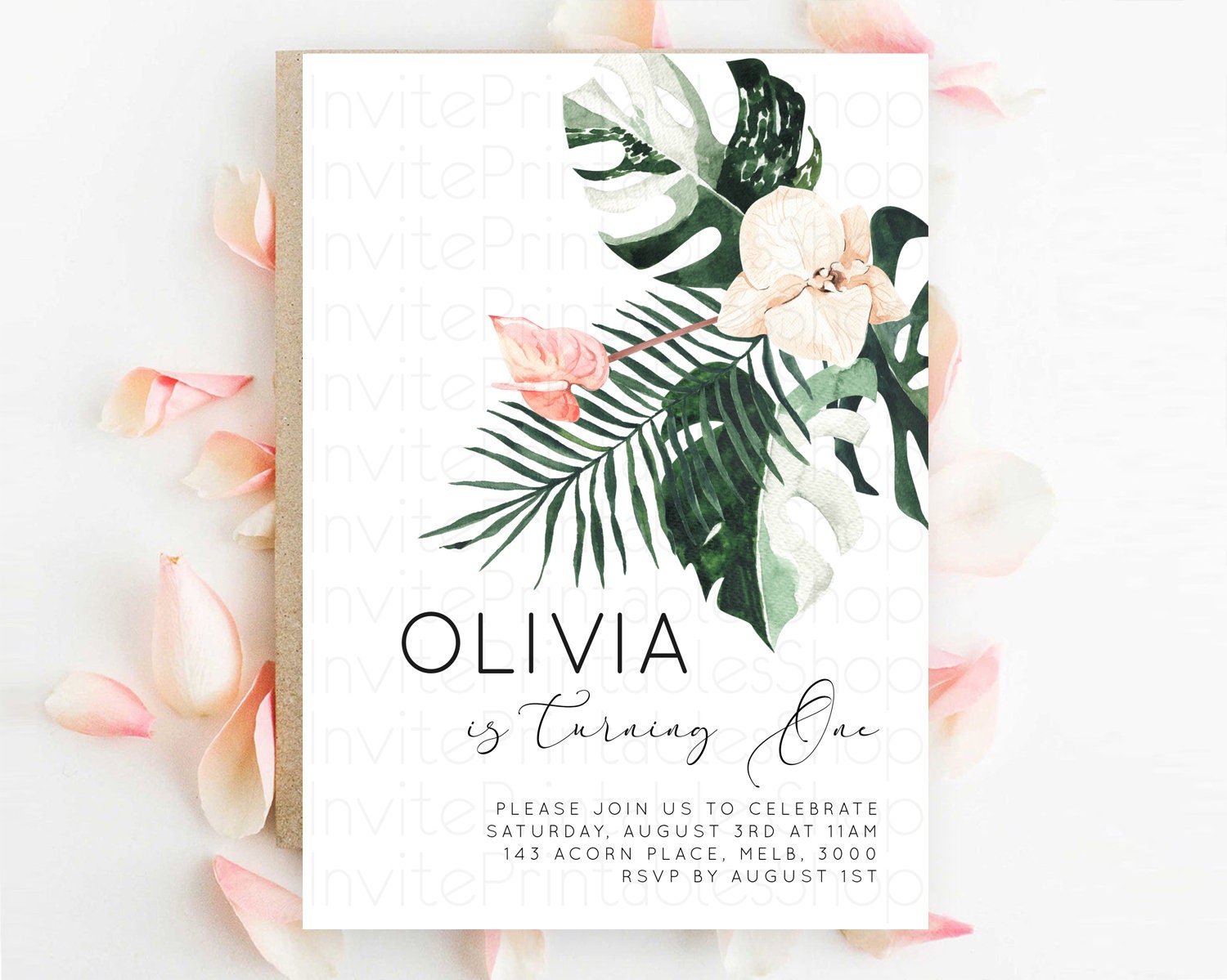 Editable Tropical Invitation Tropical Birthday Invitation Tropical Floral In