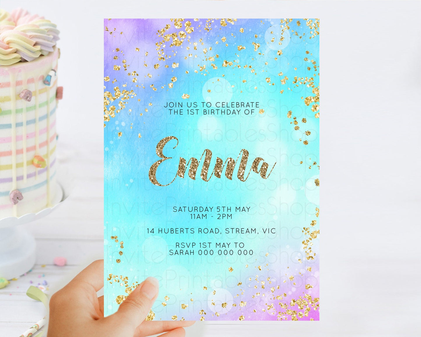 Mermaid Birthday Invitation Mermaid Invitation Rainbow Fish Under The Sea Colorful Pastel Mermaid Pool Party 2nd 1st First Birthday D10573