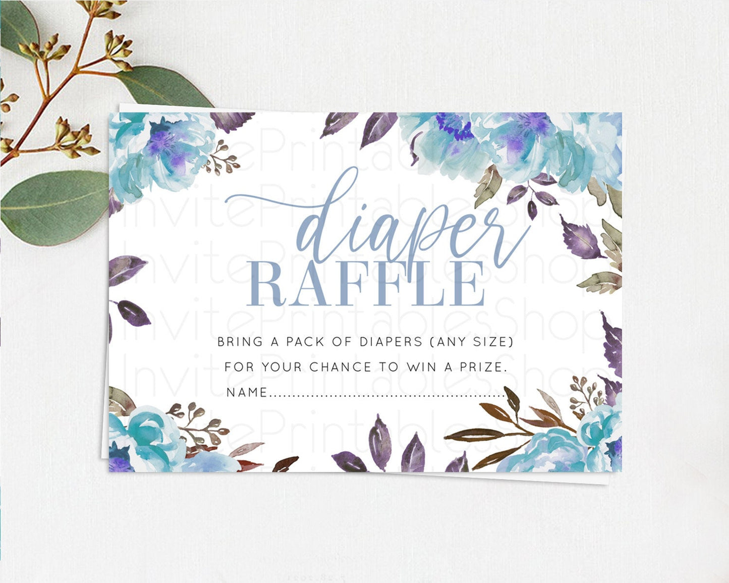 Secret Garden Diaper Raffle Card Boho Wildflower Diaper Raffle Insert Pastel Flower Garden Baby Shower Card Flower Raffle Game D10730