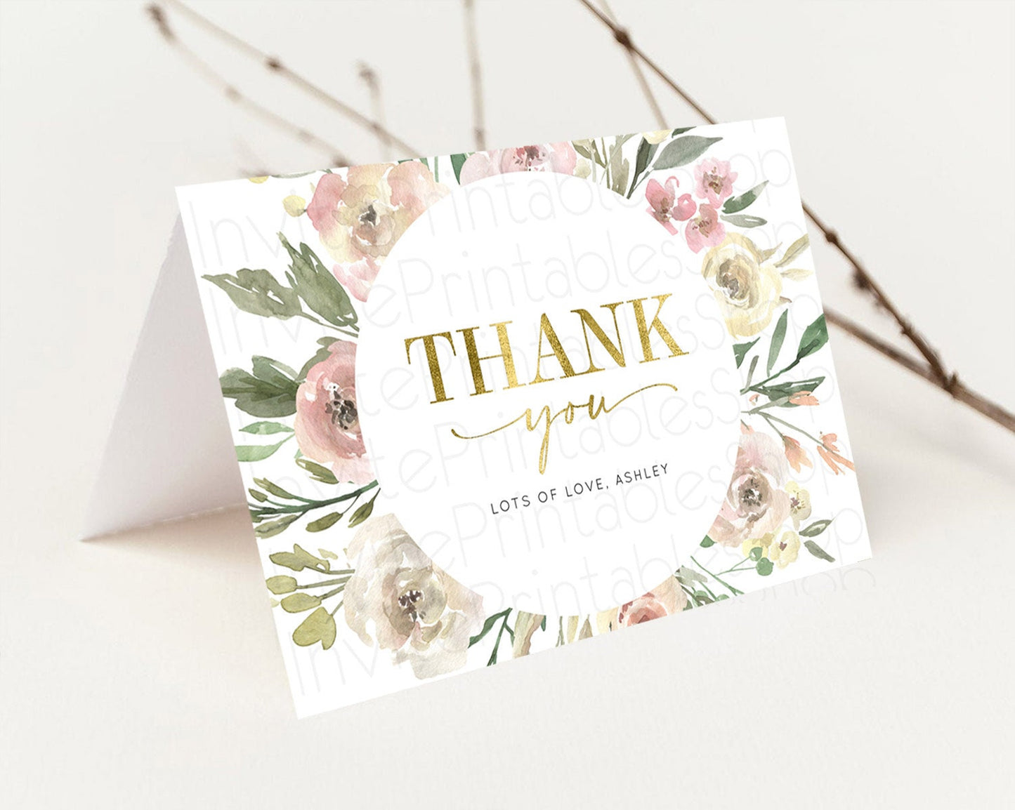 Secret Garden Thank You Wildflower Thank You Card Pastel Flower Garden Birthday Thank You Card Boho Floral Teacher Thank You Card D10202