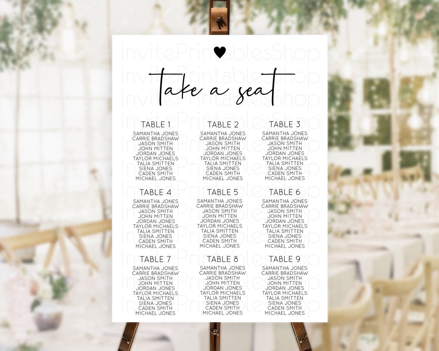 White Black Seating Chart White Minimalist Seating Chart Plain Seating Board Modern Simple Decor Take A Seat Sign D10955