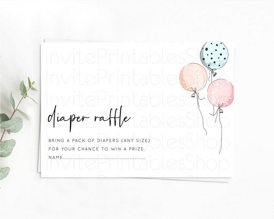 Editable Pastel Balloons Diaper Raffle Card Colorful Balloon Diaper Raffle I