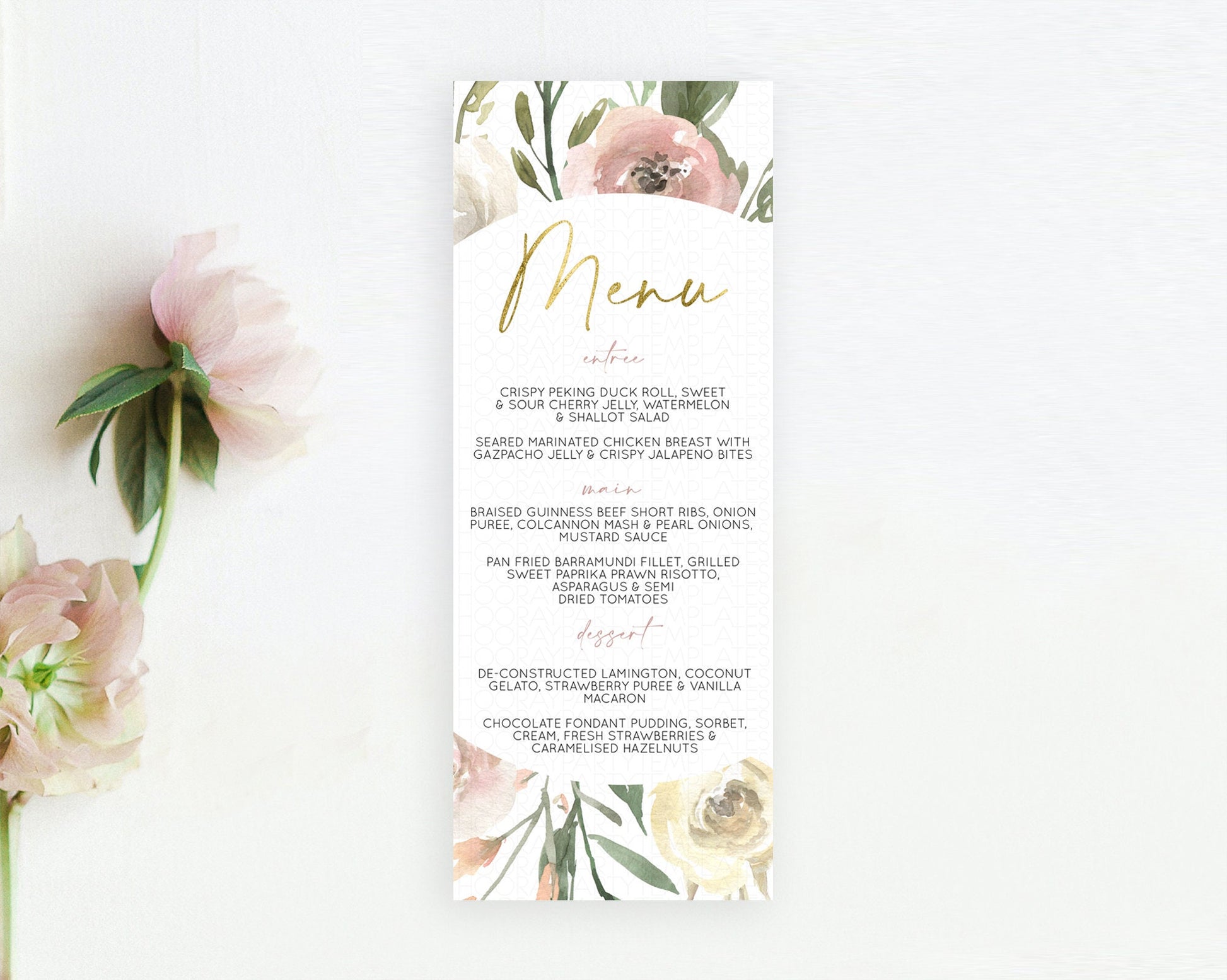 Editable Secret Garden Menu Wildflower Menu Template Pastel Flower Garden Ta