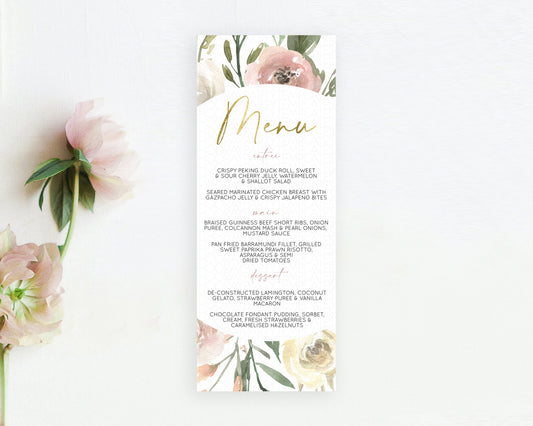 Editable Secret Garden Menu Wildflower Menu Template Pastel Flower Garden Ta
