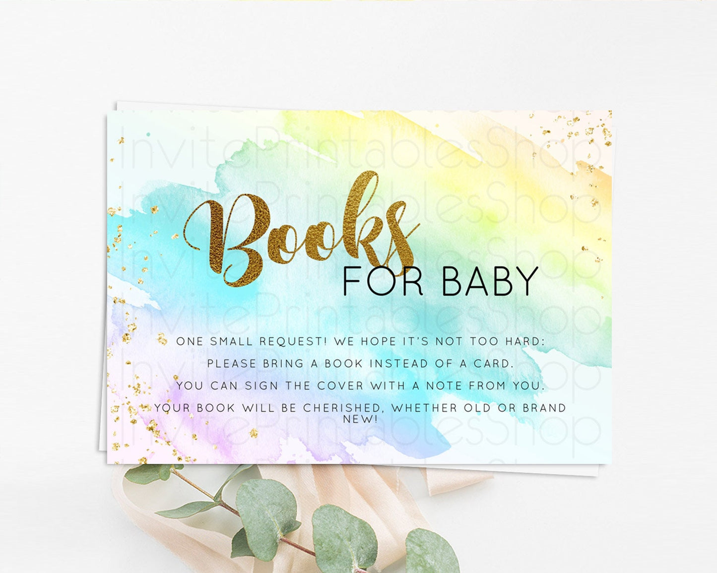 Pastel Books For Baby Card Pastel Rainbow Book Insert Colorful Ombre Watercolor Book Card Confetti Glitter Baby Book Poem Request D11026