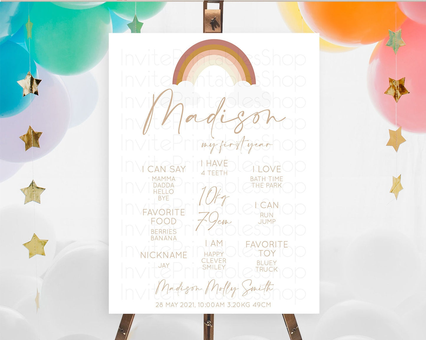 Pastel Rainbow First Birthday Milestone Poster Boho Rainbow Milestone Board Rainbow Milestone Pastel Milestone Rainbow 1st Birthday D10122