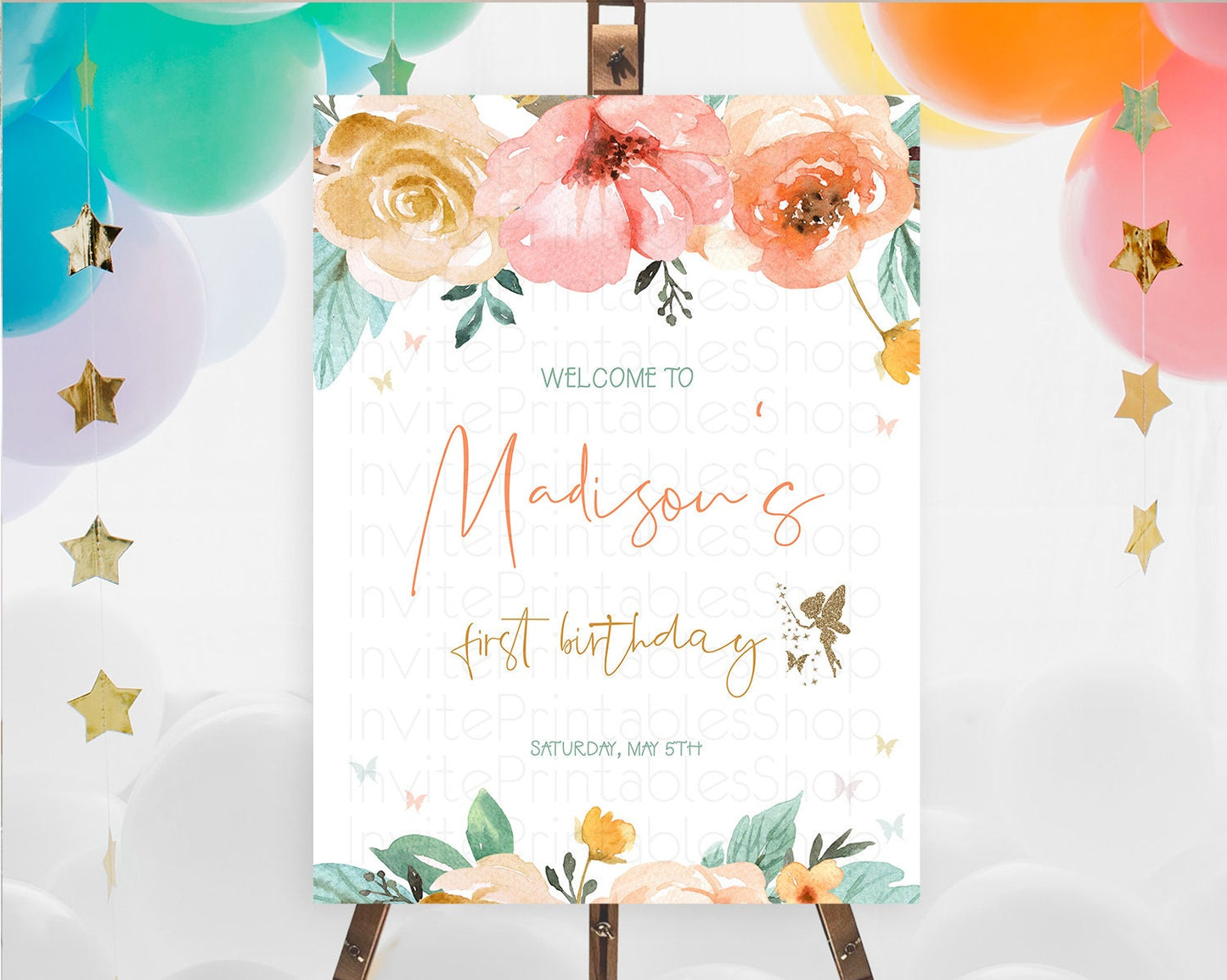 Fairy Welcome Sign Fairy Welcome Board Enchanted Garden Pastel Floral Butterfly Decor Secret Garden First Birthday Welcome Sign D10346