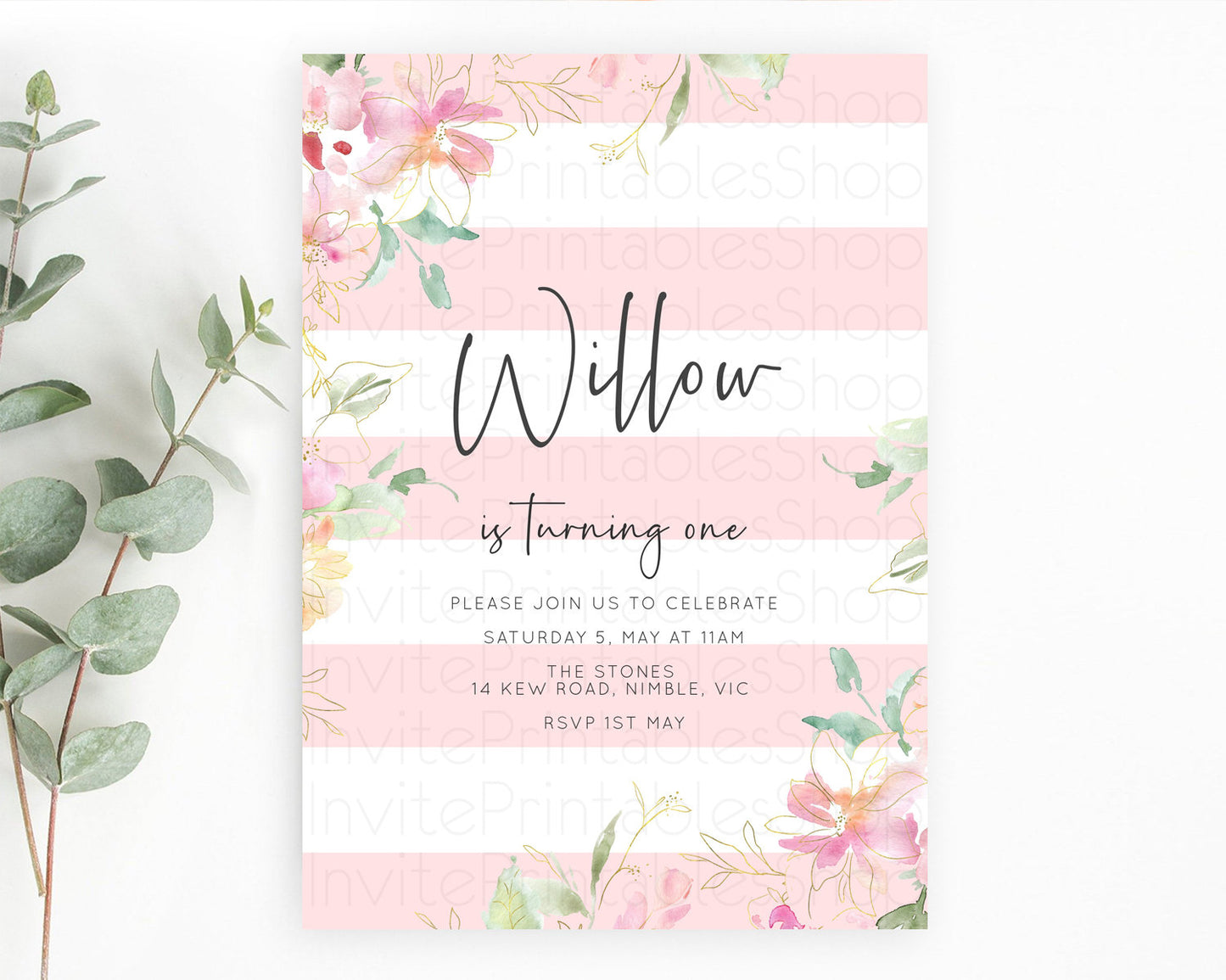 Editable Secret Garden Invitation Wildflower Birthday Invitation Pastel Flow