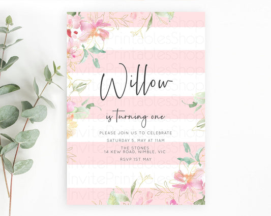 Editable Secret Garden Invitation Wildflower Birthday Invitation Pastel Flow