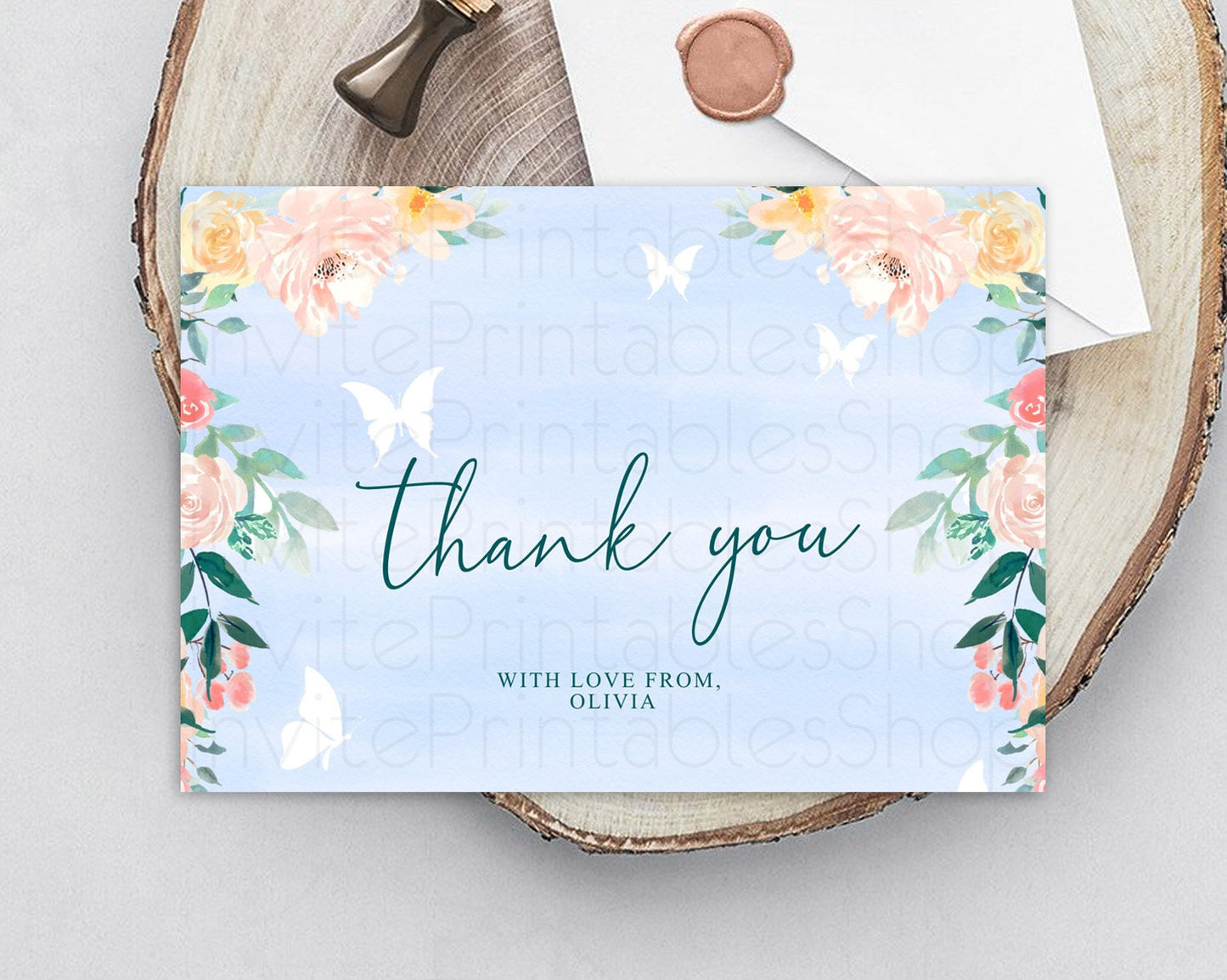 Secret Garden Thank You Wildflower Thank You Card Pastel Flower Garden Birthday Thank You Card Boho Floral Teacher Thank You Card D10337