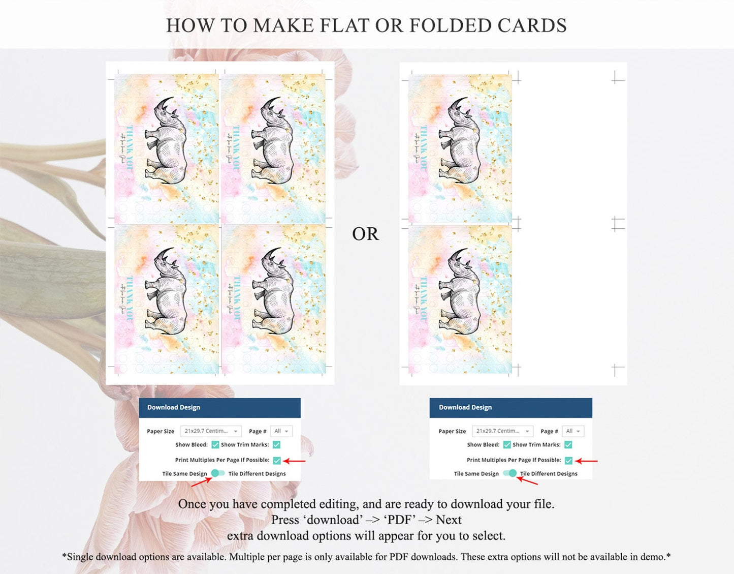 Pastel Rhino Thank You Rainbow Rhino Thank You Card Colorful Rainbow Birthday Thank You Pastel Rhino Teacher Thank You Card Template D10287