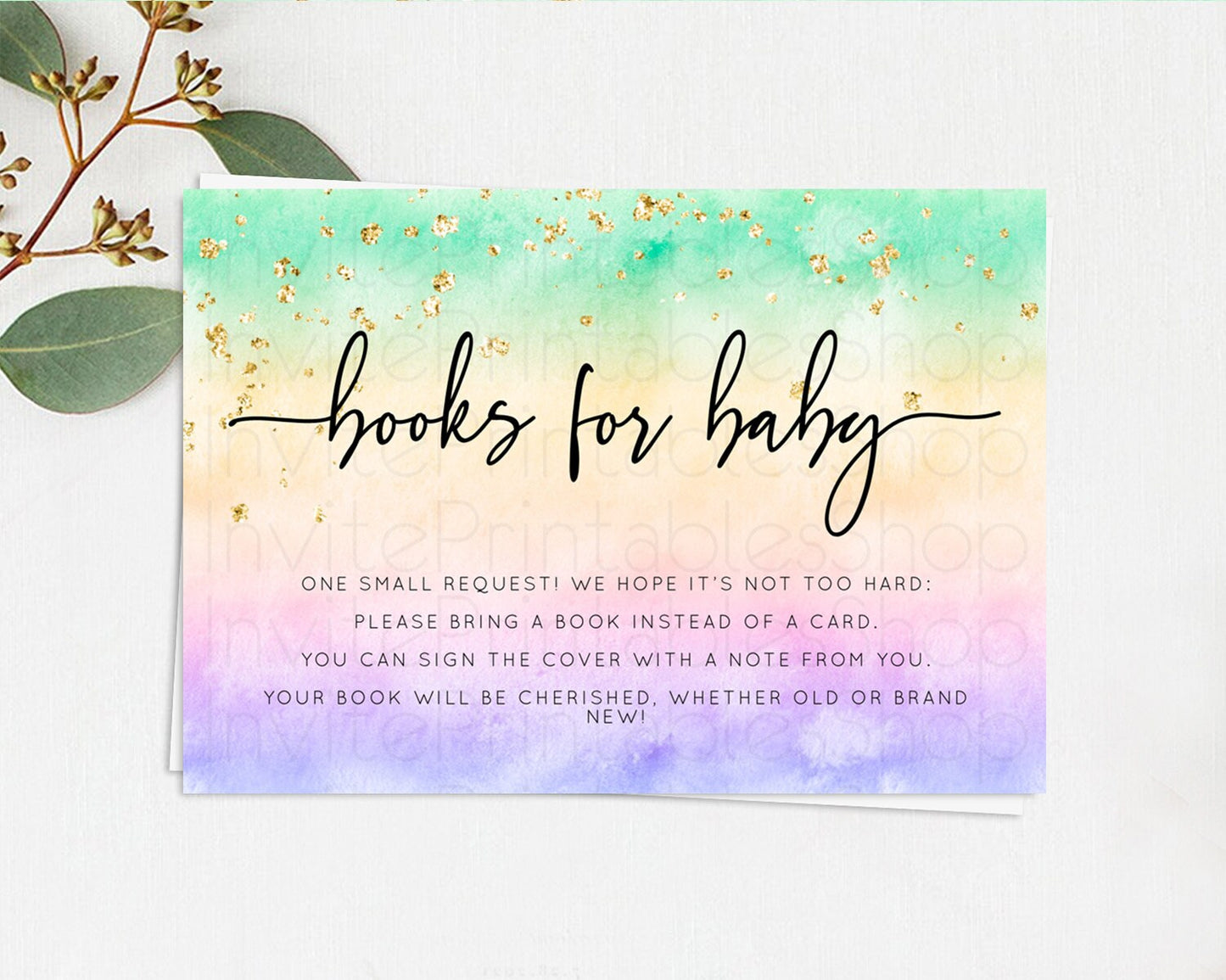 Editable Pastel Books For Baby Card Pastel Rainbow Book Insert Colorful Ombr