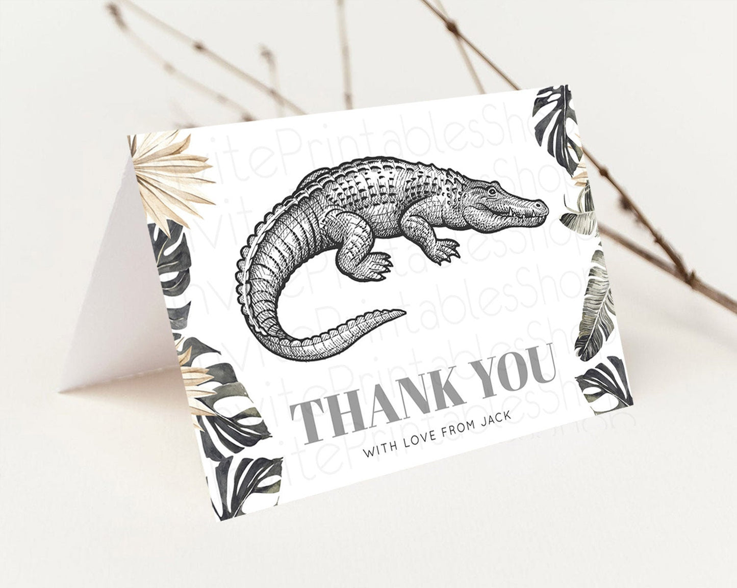 Croc Thank You Gator Thank You Card Croc Gator Party Crocodile Birthday Thank You Card Alligator Cards Teacher Thank You Cards D10830