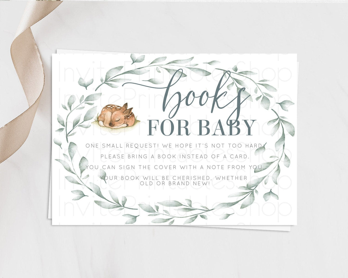 Fawn Books For Baby Card Deer Book Insert Floral Deer Book Card Enchanted Forest Butterfly Pastel Baby Shower Book Poem Request D10935