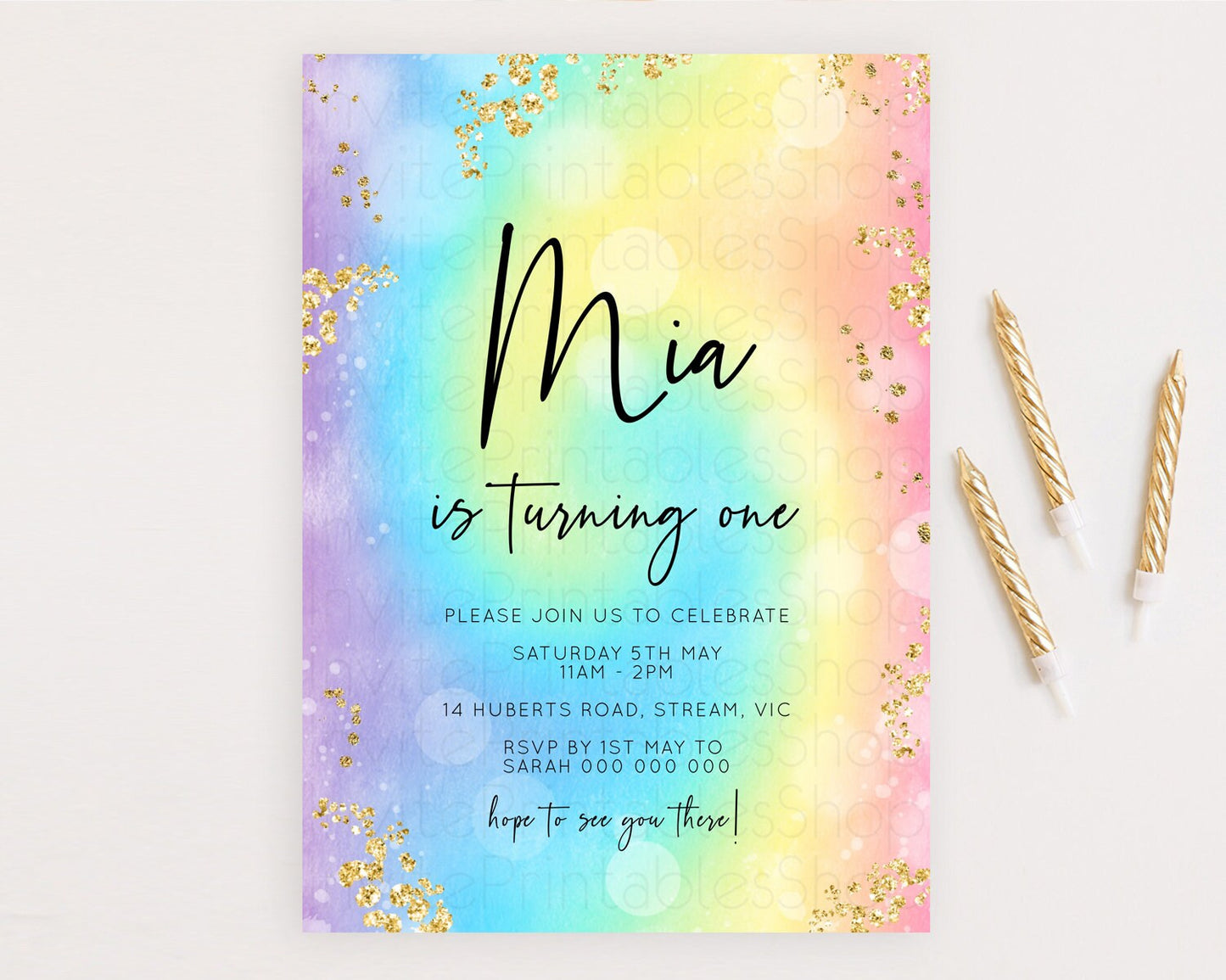Tie Dye Invitation Rainbow Birthday Invitation Pastel Invitation Colorful Invitation Pastel Rainbow Party 3rd 2nd 1st First Birthday D10568