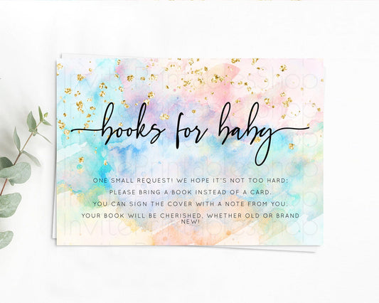 Editable Pastel Books For Baby Card Pastel Rainbow Book Insert Colorful Ombr
