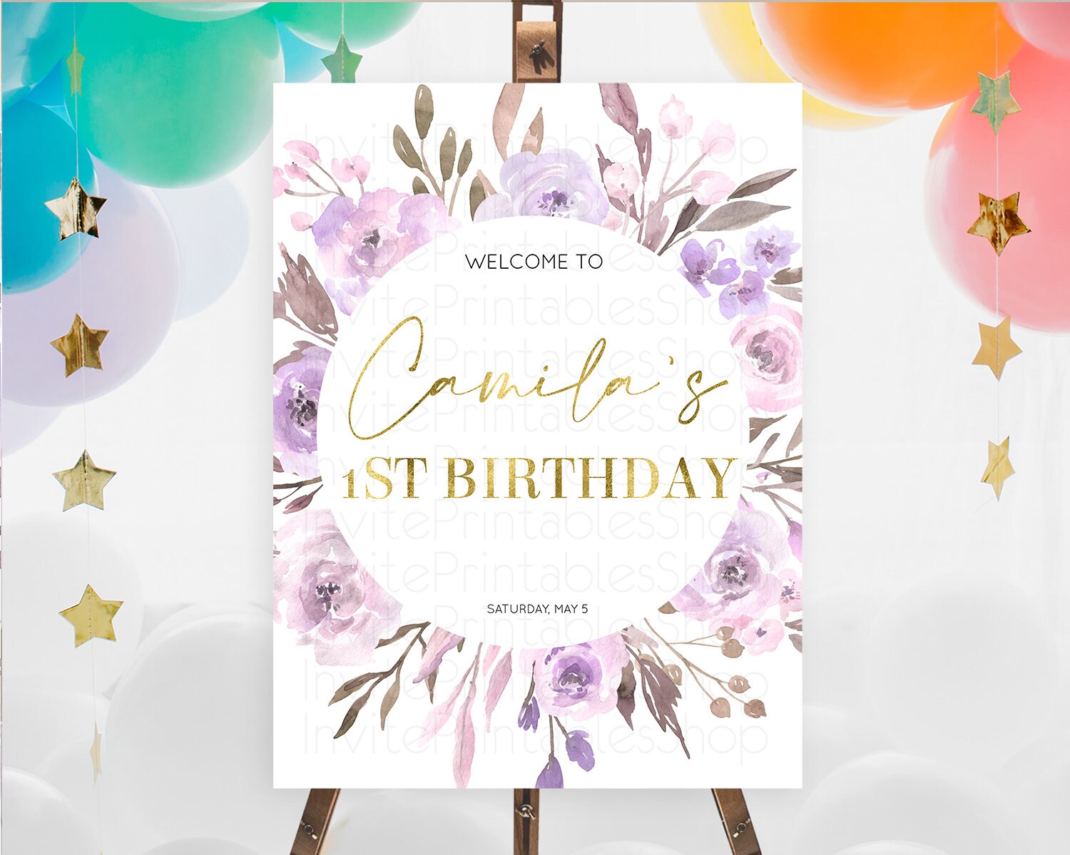 Editable Secret Garden Welcome Sign Wildflower Welcome Board Pastel Flower G