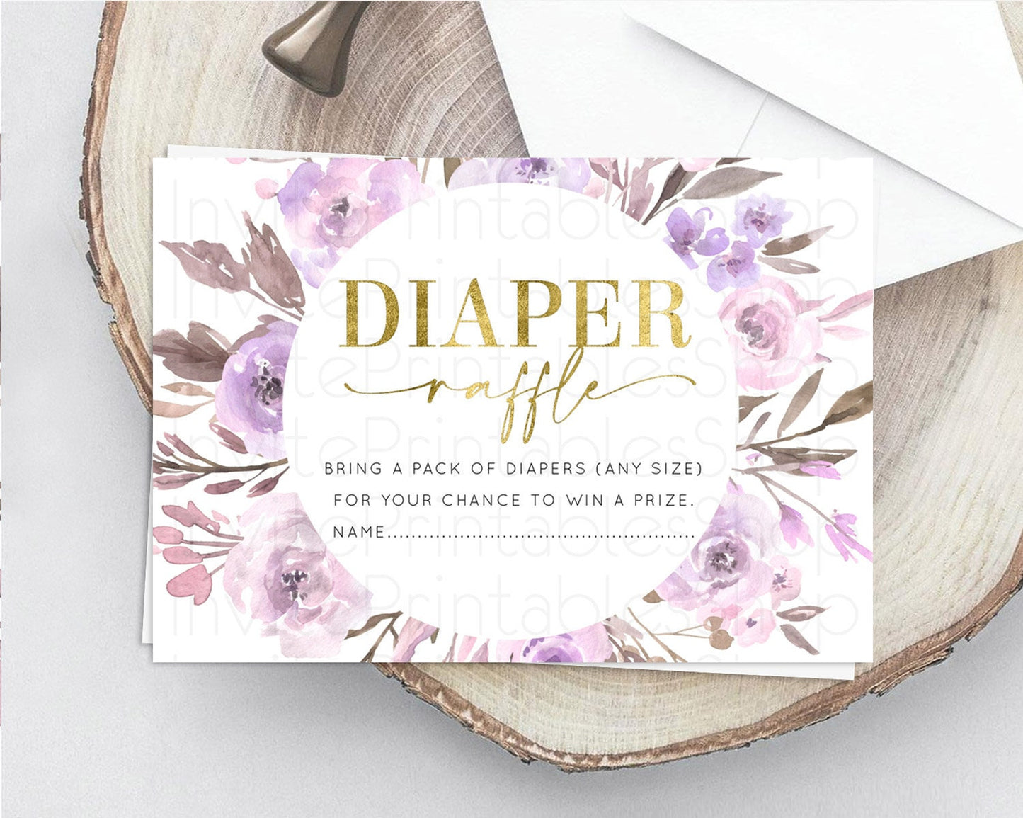 Secret Garden Diaper Raffle Card Boho Wildflower Diaper Raffle Insert Pastel Flower Garden Baby Shower Card Flower Raffle Game D10201