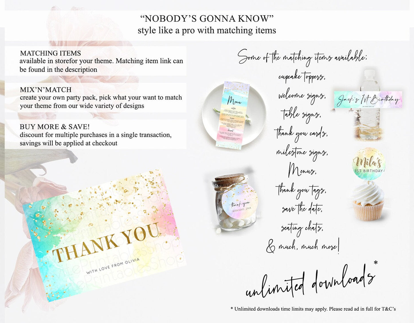 Pastel Thank You Rainbow Thank You Card Colorful Pastel Birthday Thank You Card Confetti Watercolor Pastel Teacher Thank You Cards D10770
