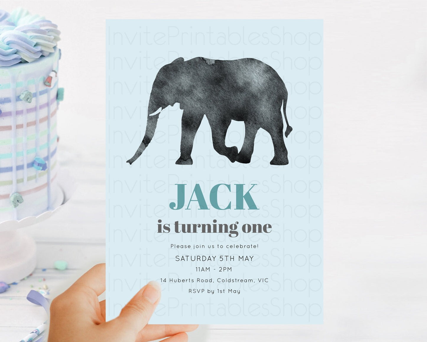 Elephant Birthday Invitation Elephant Invitation Elephant Birthday Safari Elephant Party TWO Wild ONE Jungle Adventure Zoo Birthday D10802