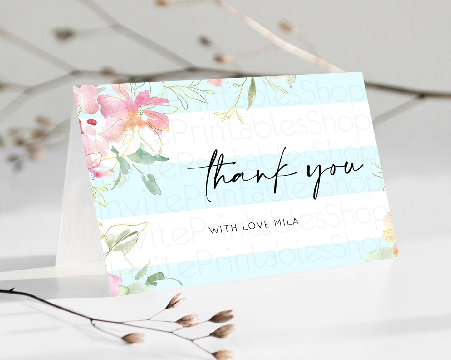 Secret Garden Thank You Wildflower Thank You Card Pastel Flower Garden Birthday Thank You Card Boho Floral Teacher Thank You Card D10304