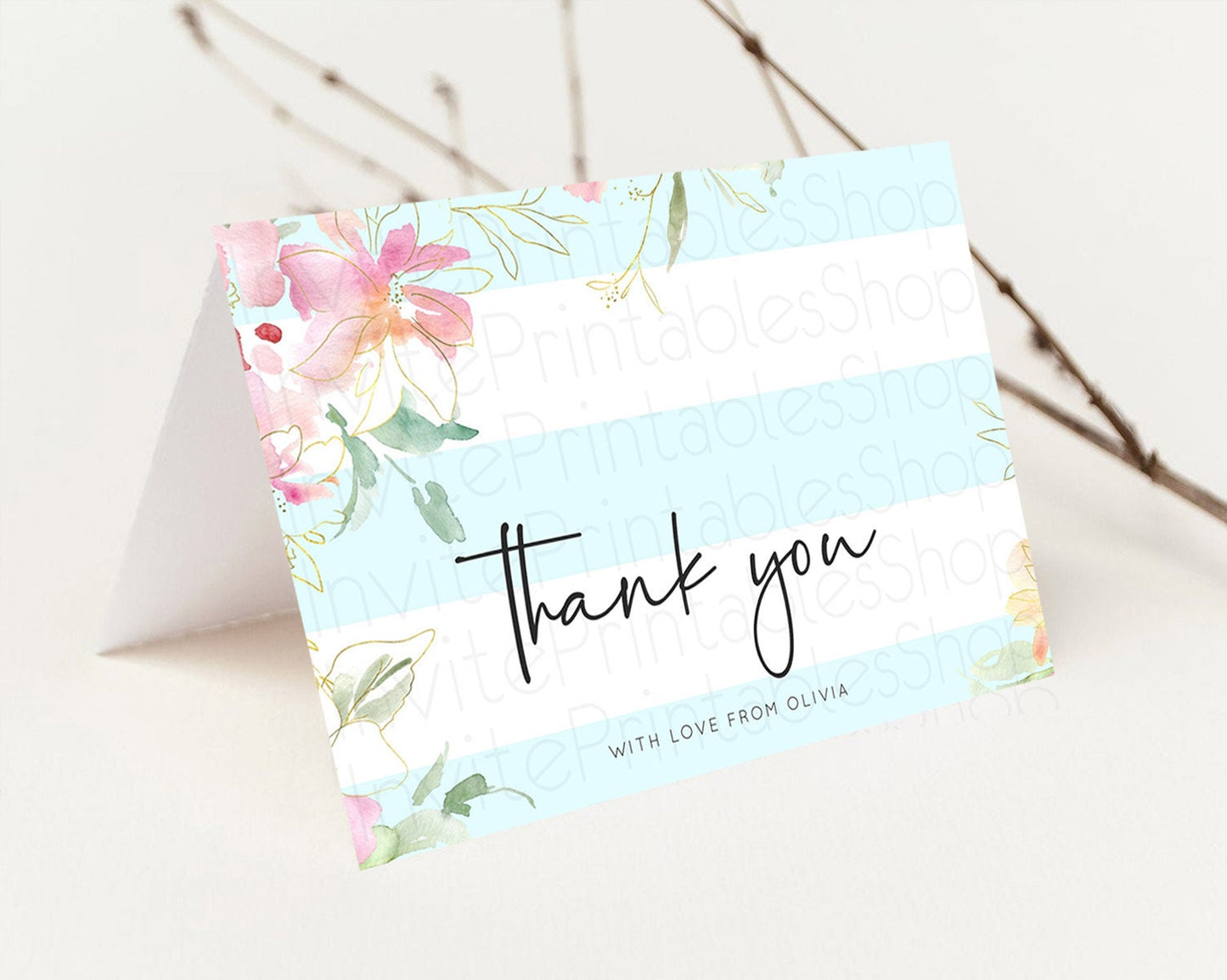 Secret Garden Thank You Wildflower Thank You Card Pastel Flower Garden Birthday Thank You Card Boho Floral Teacher Thank You Card D10303