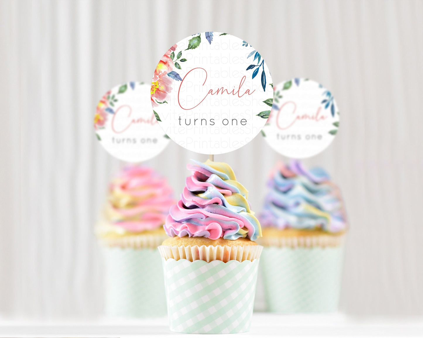 Secret Garden Cupcake Toppers Wildflower Cupcake Toppers Pastel Flowers Cupcake Toppers Enchanted Garden Boho Floral First Birthday D10751