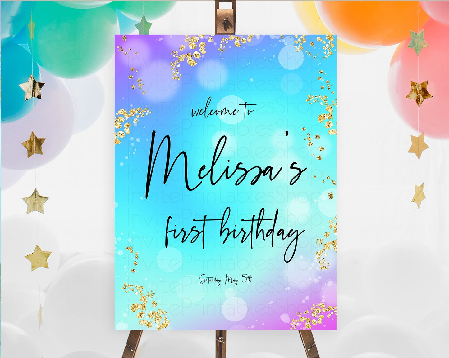 Mermaid Welcome Sign Mermaid Welcome Board Rainbow Fish Under The Sea Colorful Pastel Pool Party Mermaid First Birthday Welcome Sign D10573