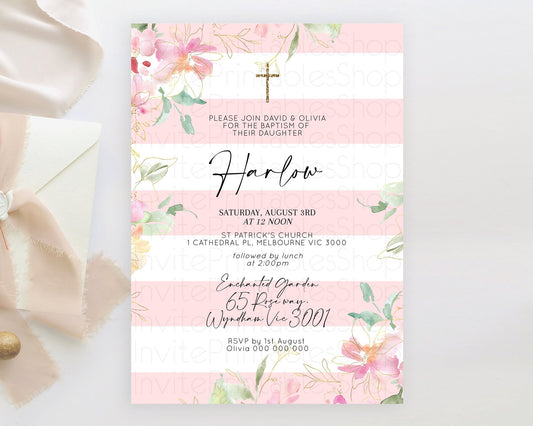Editable Secret Garden Baptism Invitation Wildflower Baptism Birthday Invite