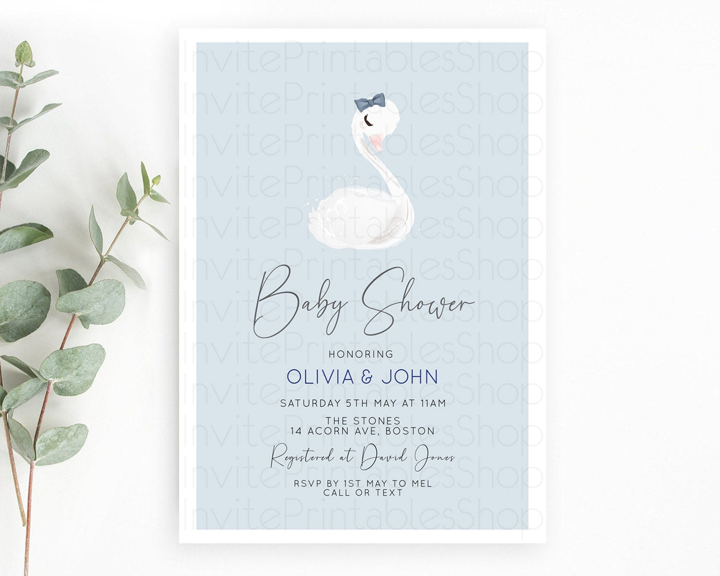 Swan Baby Shower Invitation Swan Princess Ballet Invitation Enchanted Forest Swan Lake Baby Shower Watercolour Pastel Floral D10760