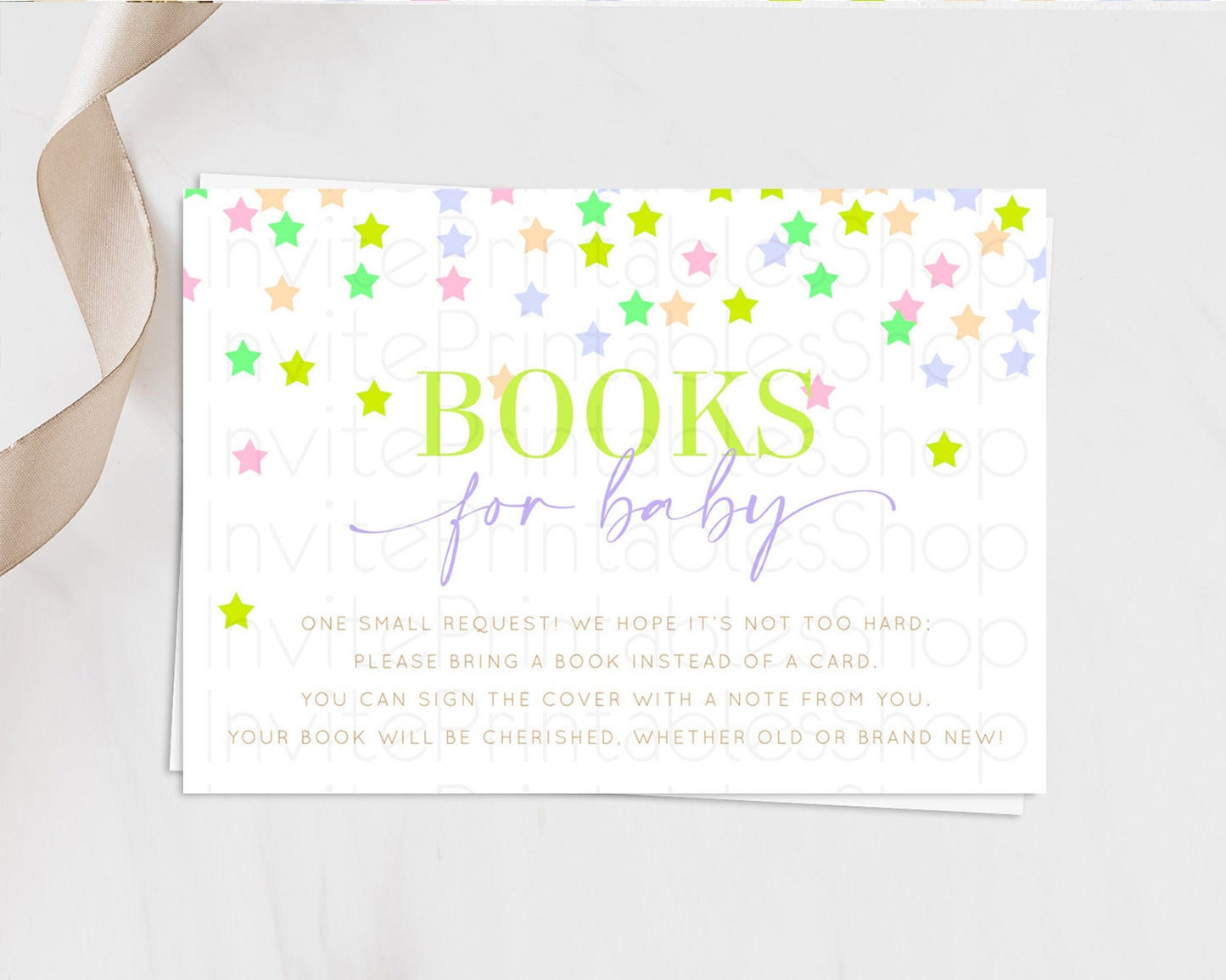 Pastel Star Books For Baby Card Shooting Star Book Insert Twinkle Little Star Book Card Rainbow Confetti Guests Book Poem Request D10396