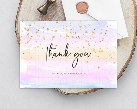 Editable Pastel Thank You Rainbow Thank You Card Colorful Pastel Birthday Th