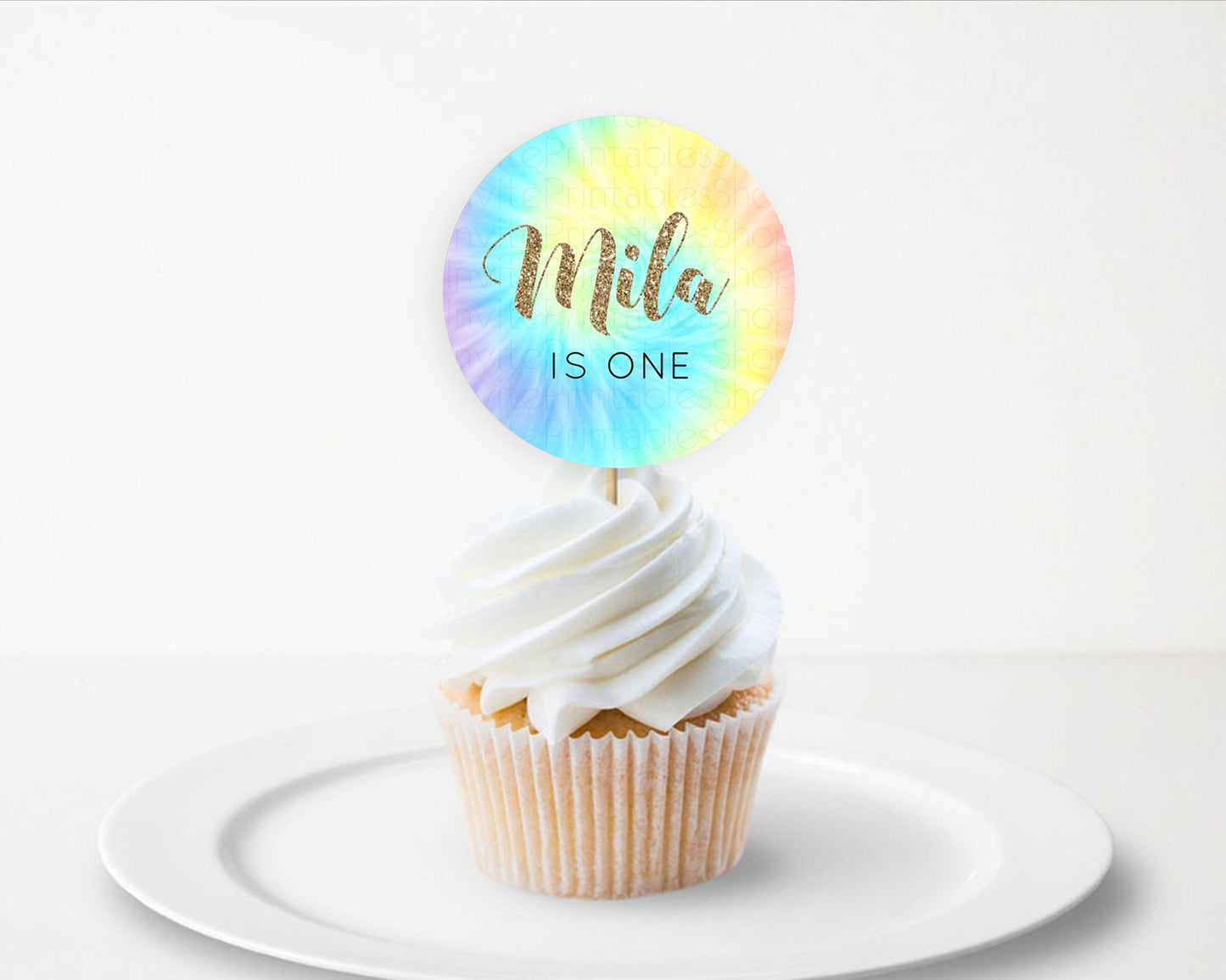 Tie Dye Cupcake Toppers Rainbow Tie Dye Cupcake Toppers Rainbow Colorful Cupcake Toppers Tie Dye Pastel Rainbow Party Cupcake Decor D10580