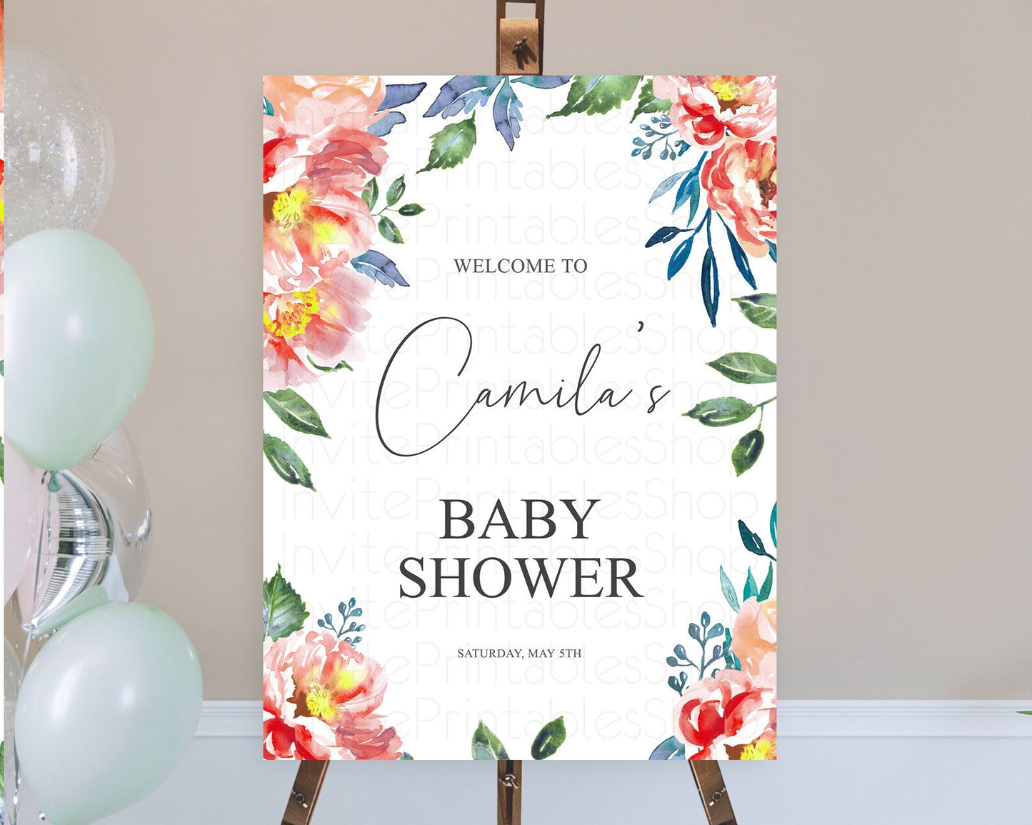 Secret Garden Baby Shower Welcome Sign Wildflower Welcome Board Pastel Flower Garden Welcome Poster Boho Wildflower Welcome Sign D10751