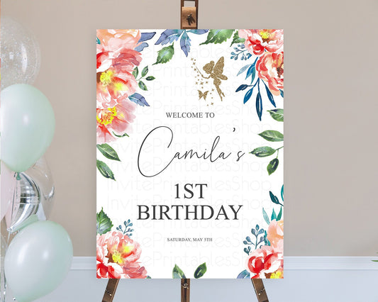 Editable Fairy Welcome Sign Fairy Welcome Board Enchanted Garden Pastel Flor