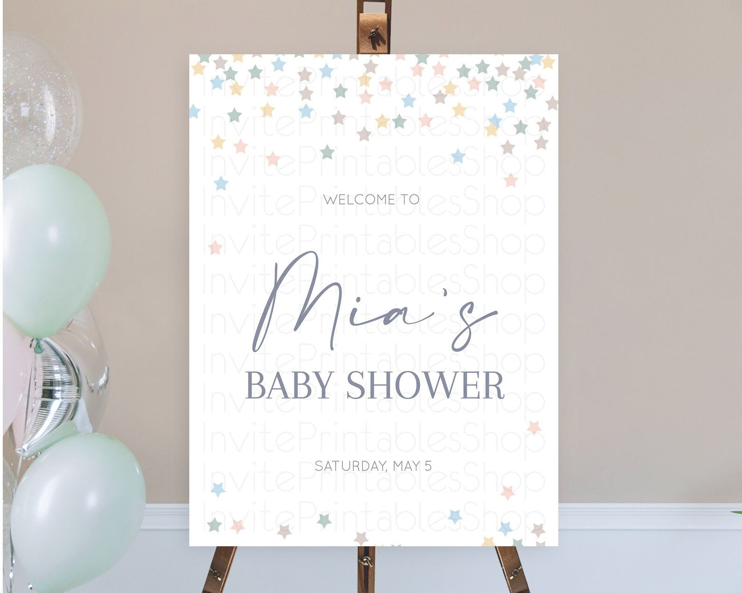 Star Baby Shower Welcome Board Pastel Stars Welcome Sign Shooting Star Rainbow Colorful Confetti Twinkle Little Star Welcome Sign D10795