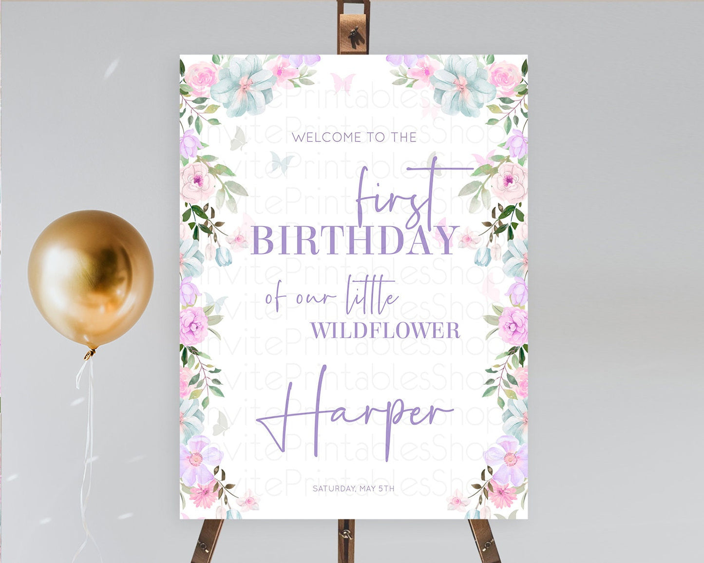 Secret Garden Welcome Sign Wildflower Welcome Board Pastel Flower Garden Welcome Poster Boho Wildflower First Birthday Welcome Sign D10494