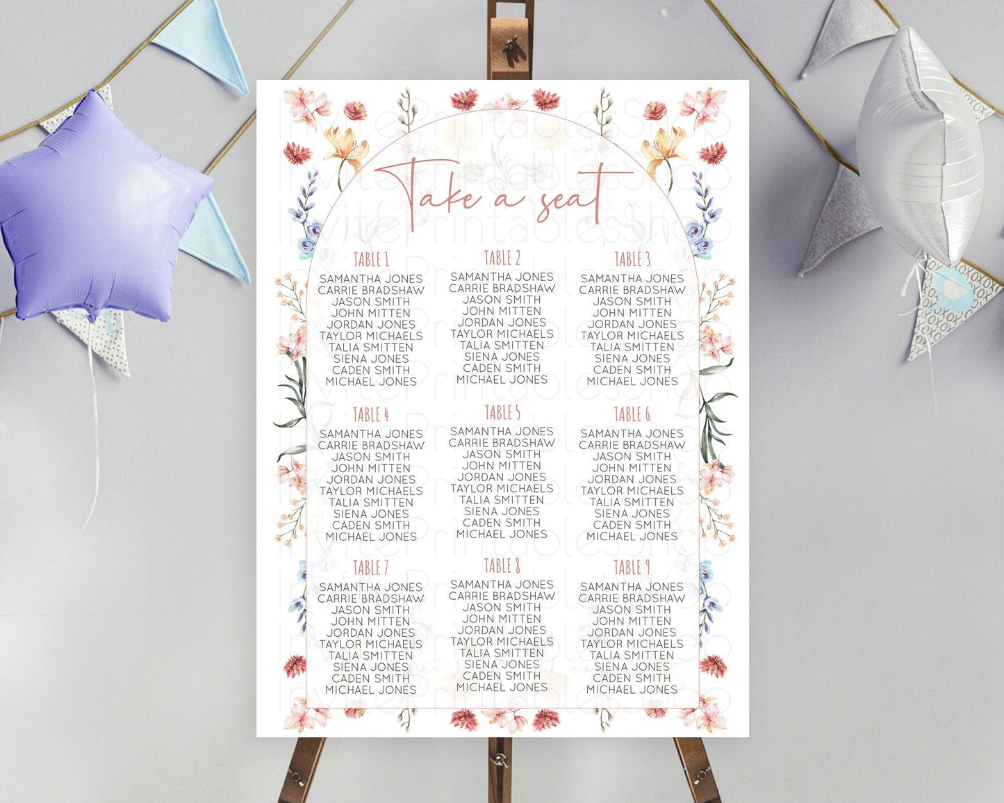 Secret Garden Seating Chart Wildflower Seating Chart Pastel Flowers Seating Chart Enchanted Garden Boho Floral Take A Seat Decor D10682