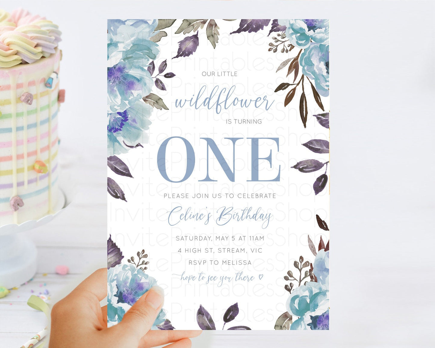 Secret Garden Invitation Wildflower Birthday Invitation Pastel Flowers Invite Enchanted Garden Boho Floral 3rd 2nd First Birthday D10730