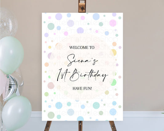 Editable Rainbow Welcome Sign Pastel Welcome Board Pastel Rainbow Confetti W