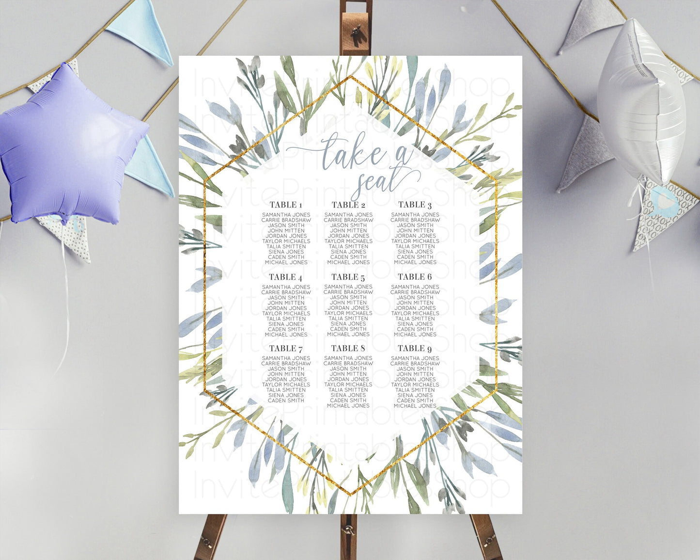 Green Leaf Seating Chart Leave Seating Chart Simple Greenery Seating Sign Eucalyptus Fern Spray Leaves Minimal Leaf Watercolour D10532