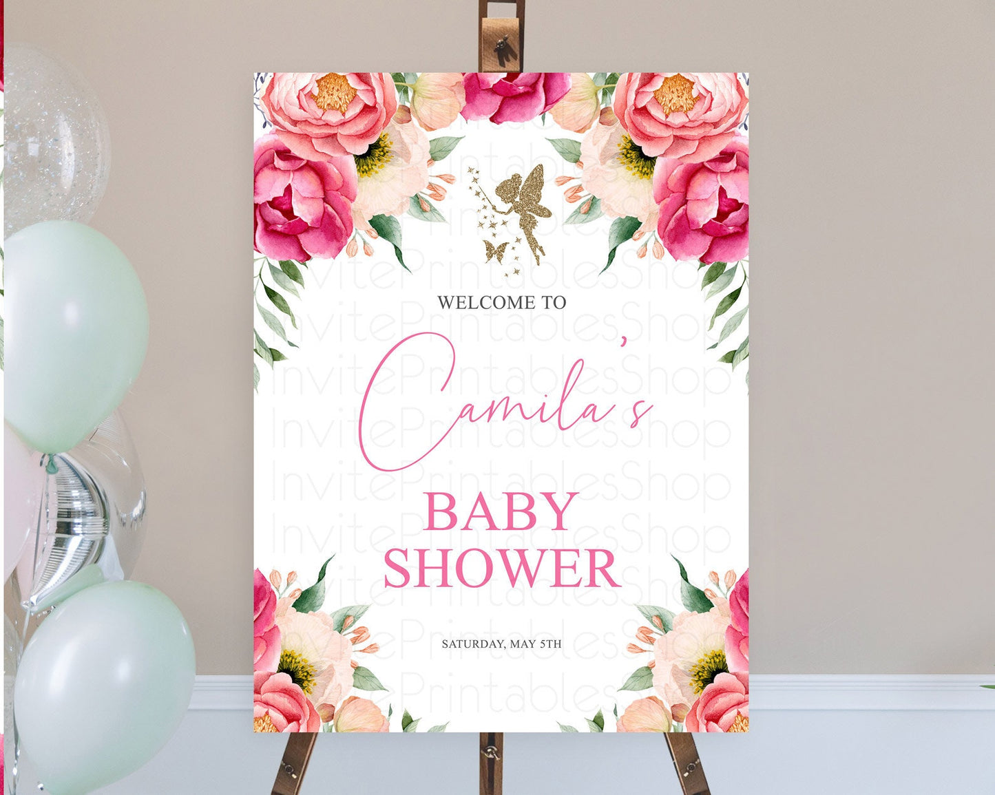 Fairy Baby Shower Welcome Sign Fairy Welcome Board Enchanted Garden Pastel Floral Butterfly Décor Secret Garden Fairy Welcome Sign D10883