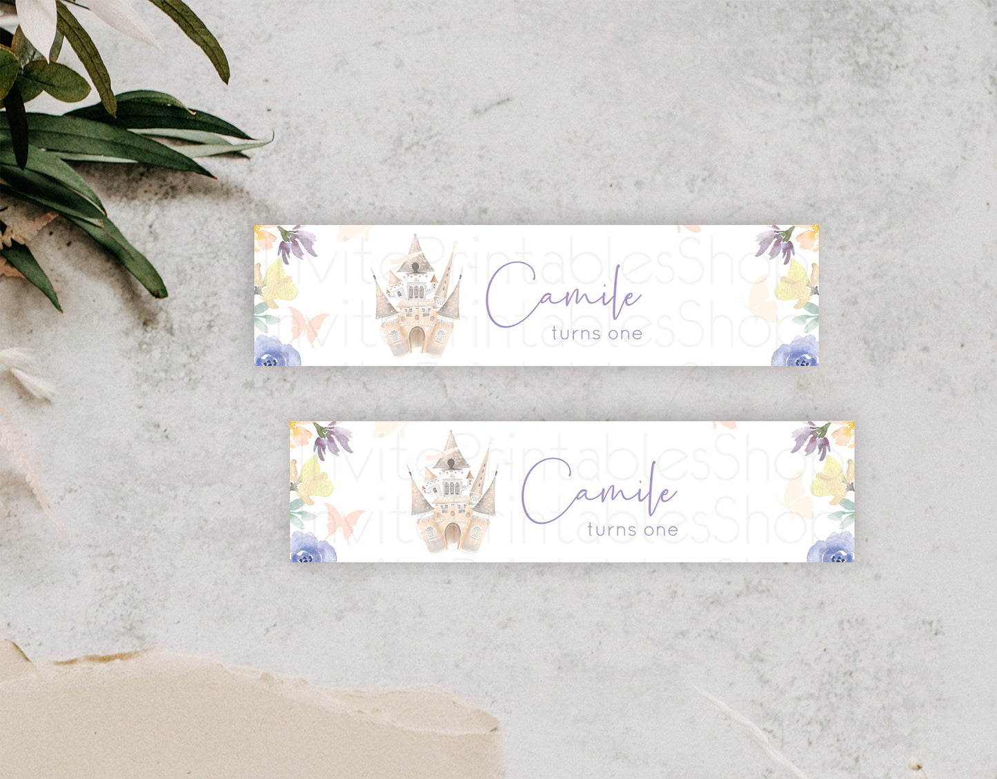 Princess Water Label Template Secret Garden Enchanted Castle Pastel Floral Royal Party Decor For 1st Birthday Baptism Baby Shower D10709