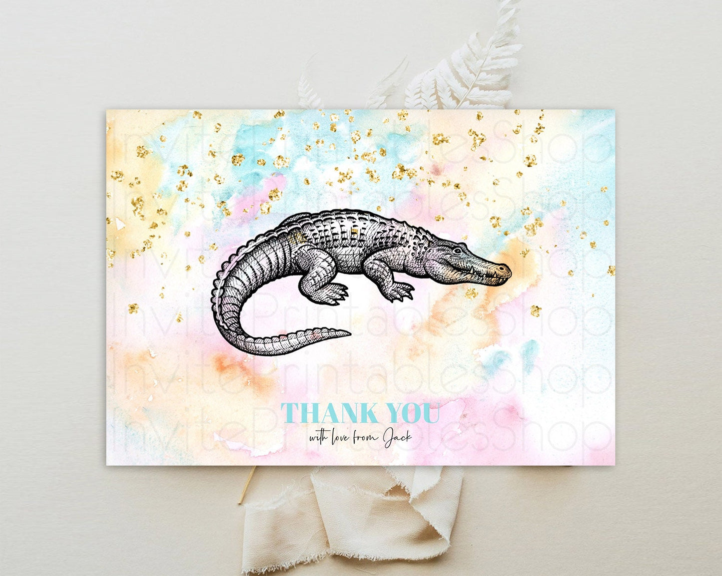 Pastel Croc Thank You Rainbow Gator Thank You Card Colorful Rainbow Croc Birthday Thank You Pastel Gator Teacher Thank You Template D10285