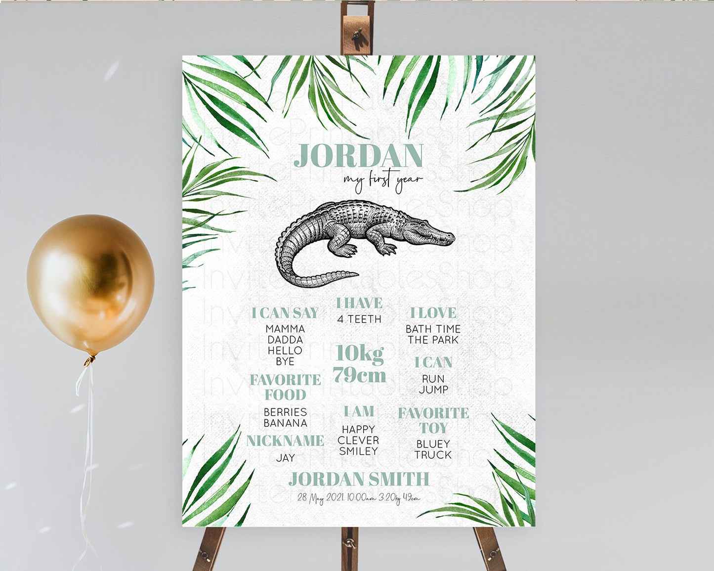 Crocodile First Birthday Milestone Board Alligator Milestone Poster Crocodile Alligator Decor Croc Gator First Birthday Welcome Sign D10847