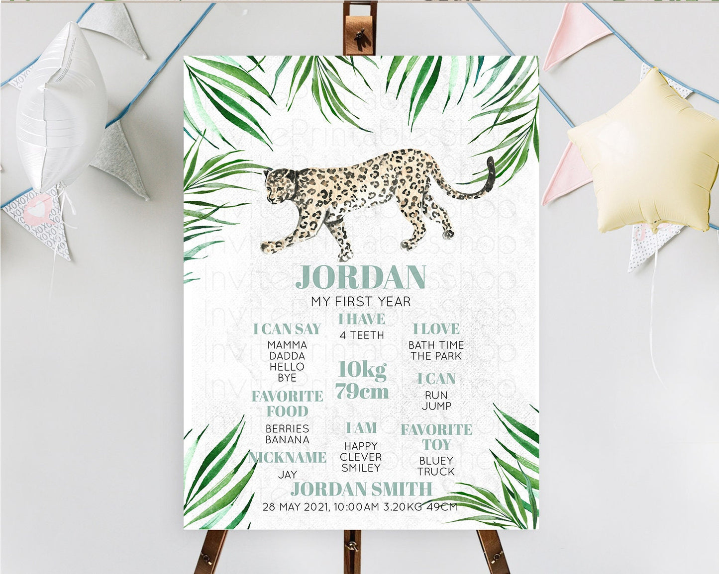 Cheetah First Birthday Milestone Board Cheetah Milestone Poster Cheetah Decor Safari Adventure Cheetah First Birthday Welcome Sign D10382