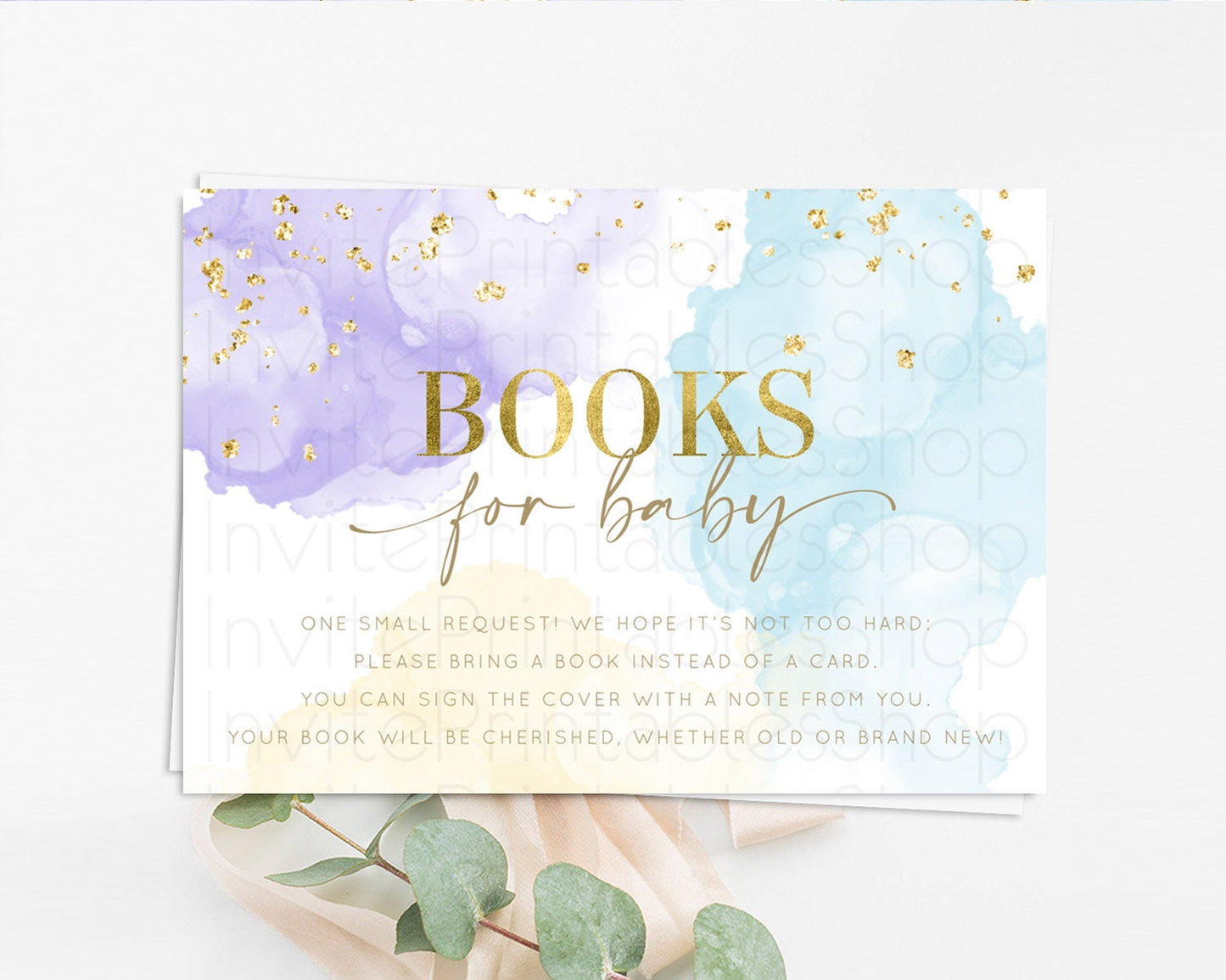 Pastel Books For Baby Card Pastel Rainbow Book Insert Colorful Ombre Watercolor Book Card Confetti Glitter Baby Book Poem Request D10206